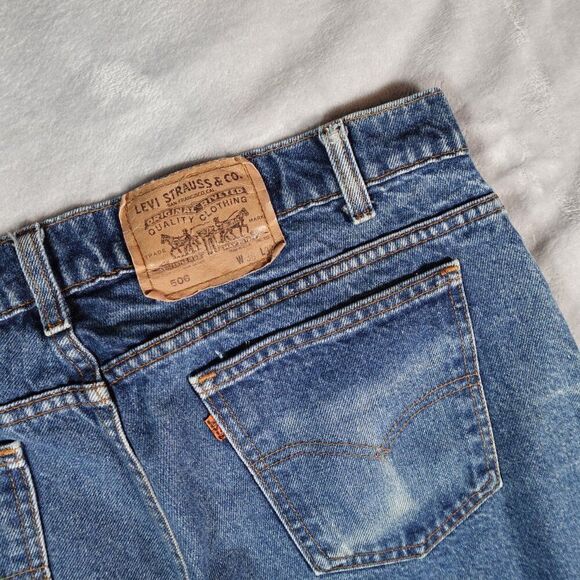 Vintage Levis 506 Denim Jeans Mens 38x32 (Fits 36x31) Faded Orange Tab 90s - Picture 2 of 15